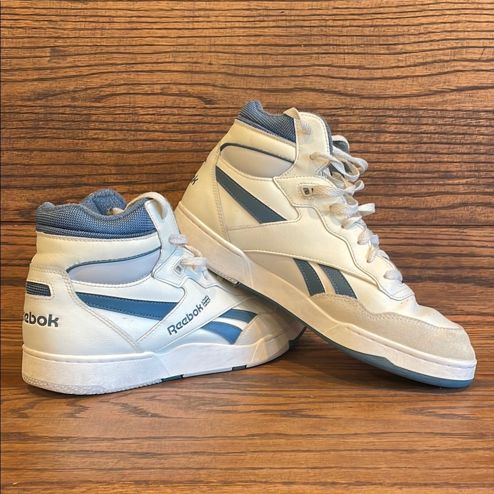 Reebok BB 4000 II White and Blue High-Top Sneakers Size 11